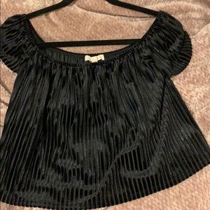 Strapless black velvet top